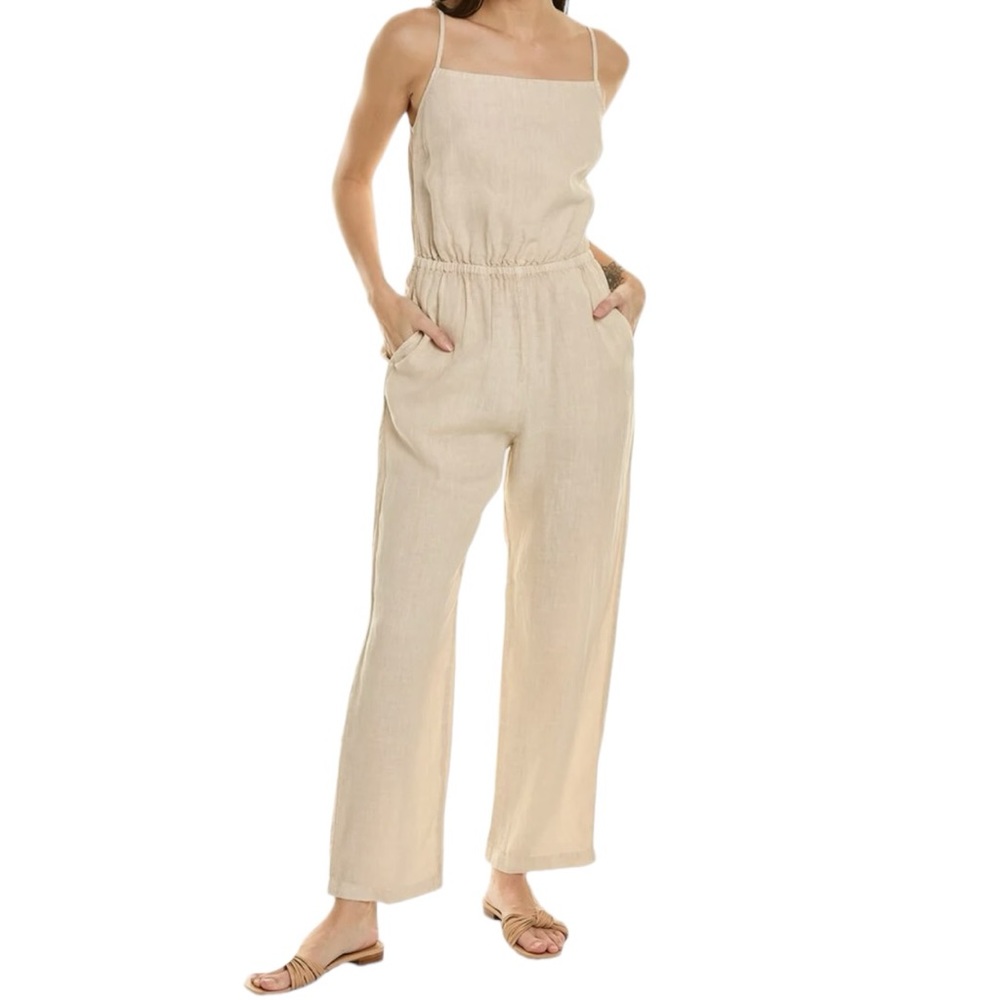 Bella Dahl NWT Women’s Cami Linen Sleeveless Open Back Jumpsuit ‎ Sz L